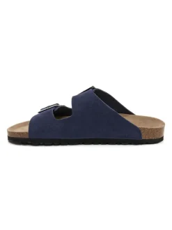 Leren slippers donkerblauw