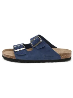 Leren slippers donkerblauw
