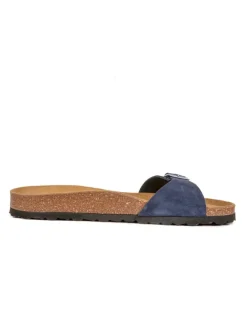 Leren slippers donkerblauw