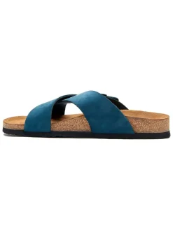 Leren slippers donkerblauw
