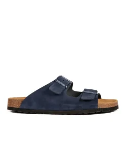 Leren slippers donkerblauw