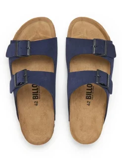 Leren slippers donkerblauw