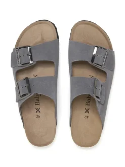 Leren slippers grijs