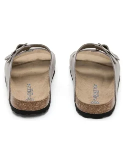 Leren slippers grijs