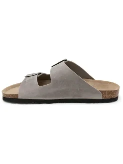 Leren slippers grijs