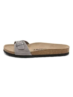 Leren slippers grijs