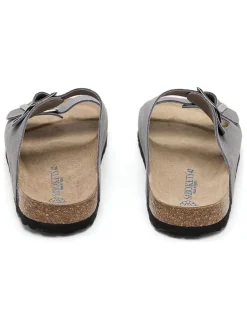 Leren slippers grijs