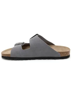 Leren slippers grijs