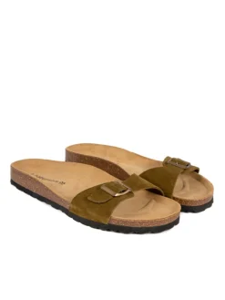 Leren slippers groen