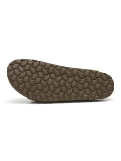 Leren slippers kaki