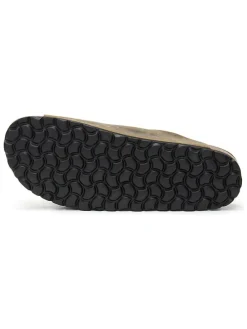 Leren slippers kaki