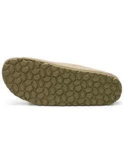Leren slippers kaki