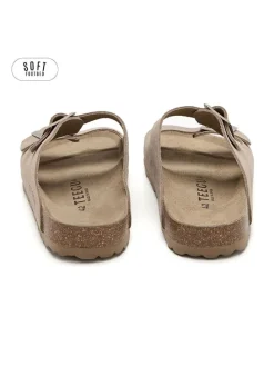 Leren slippers lichtbruin