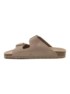 Leren slippers lichtbruin
