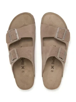 Leren slippers lichtbruin