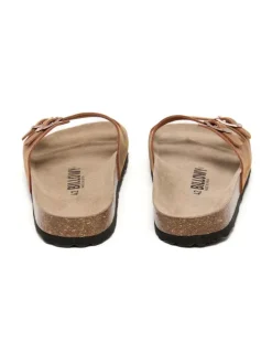 Leren slippers lichtbruin