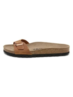 Leren slippers lichtbruin
