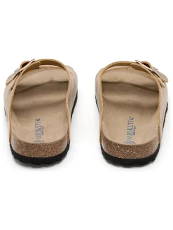 Leren slippers lichtbruin