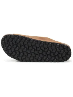 Leren slippers lichtbruin