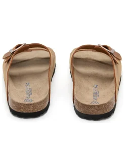Leren slippers lichtbruin