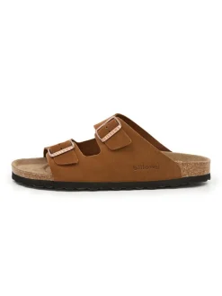 Leren slippers lichtbruin