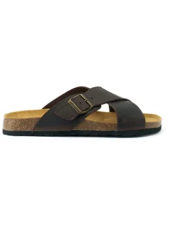 Leren slippers "Ramon" bruin