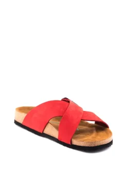 Leren slippers rood