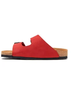 Leren slippers rood