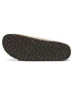 Leren slippers taupe