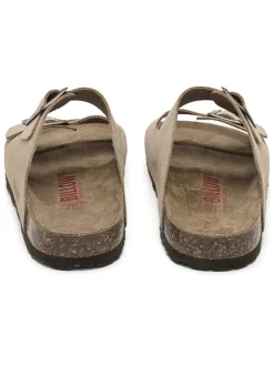Leren slippers taupe