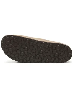 Leren slippers taupe