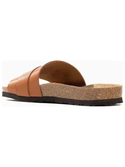 Leren slippers "Tom" lichtbruin