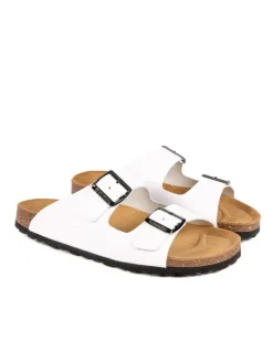 Leren slippers wit