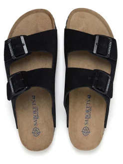 Leren slippers zwart