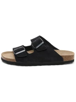 Leren slippers zwart