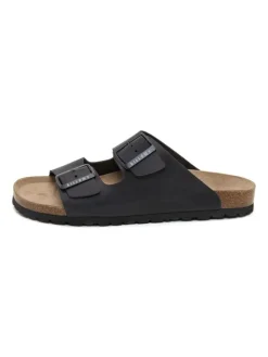 Leren slippers zwart
