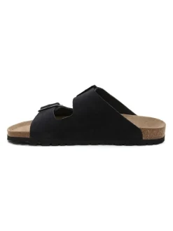Leren slippers zwart