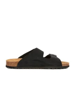 Leren slippers zwart