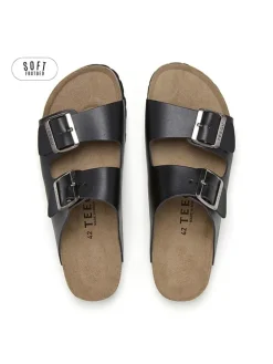 Leren slippers zwart