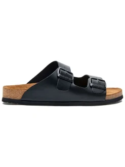 Leren slippers zwart