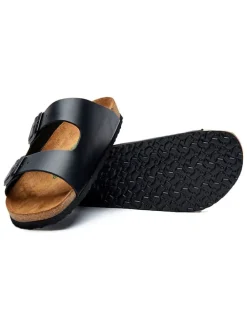 Leren slippers zwart