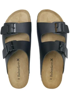 Leren slippers zwart