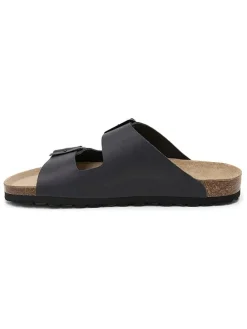 Leren slippers zwart