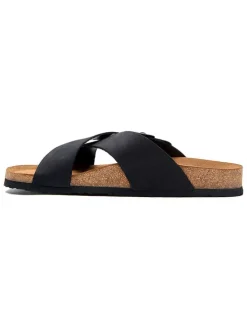 Leren slippers zwart