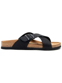 Leren slippers zwart