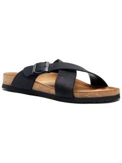 Leren slippers zwart