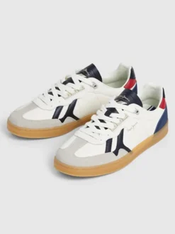 Leren sneakers "Ball Origin" wit/grijs/donkerblauw