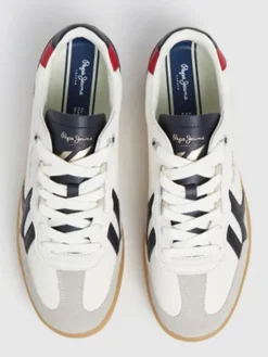 Leren sneakers "Ball Origin" wit/grijs/donkerblauw