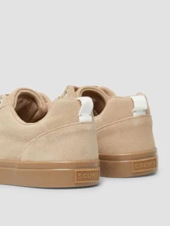 Leren sneakers beige