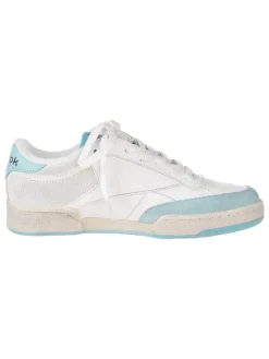 Leren sneakers "Club C Vintage" wit/lichtblauw